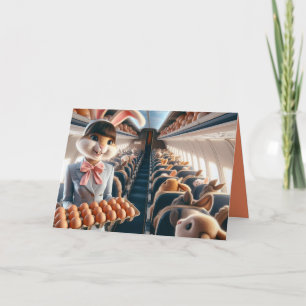 Aeroplane Funny Bunny Happy Easter Card