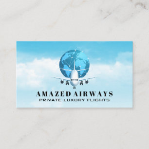 Aeroplane Global Planet Clouds Sky Business Card