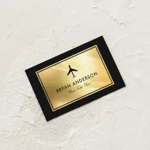 Aeroplane Gold Marble Business Card