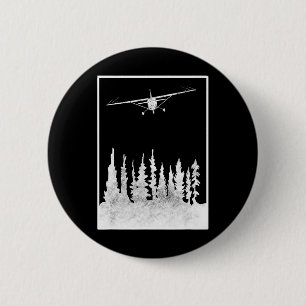 Aeroplane Graphic C172 Over Trees - Pilot Present 6 Cm Round Badge