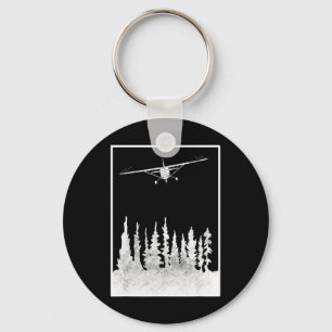 Aeroplane Graphic C172 Over Trees - Pilot Present Key Ring