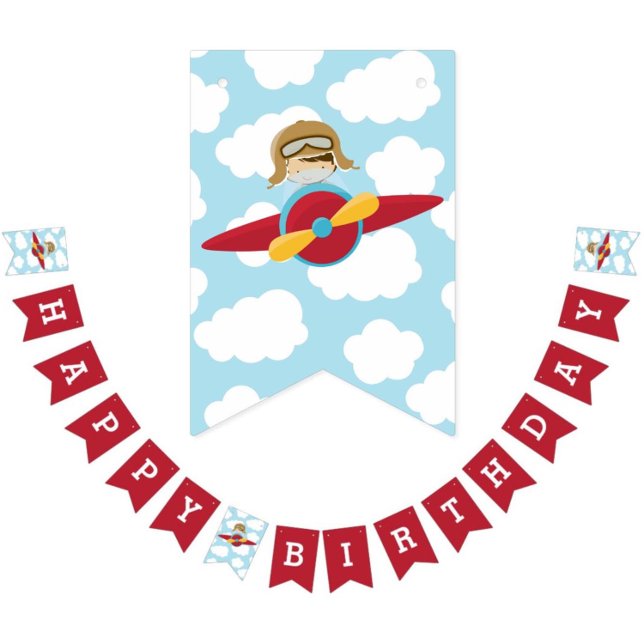 Aeroplane Happy Birthday Banner Boy Bunting Flags (Creator Uploaded)