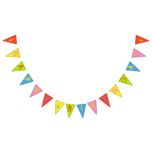 Aeroplane Happy Birthday Bright Colours Party Bunting