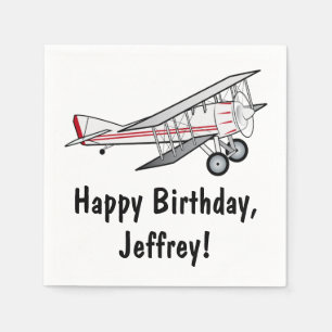 Aeroplane Happy Birthday Name Customizble Napkin
