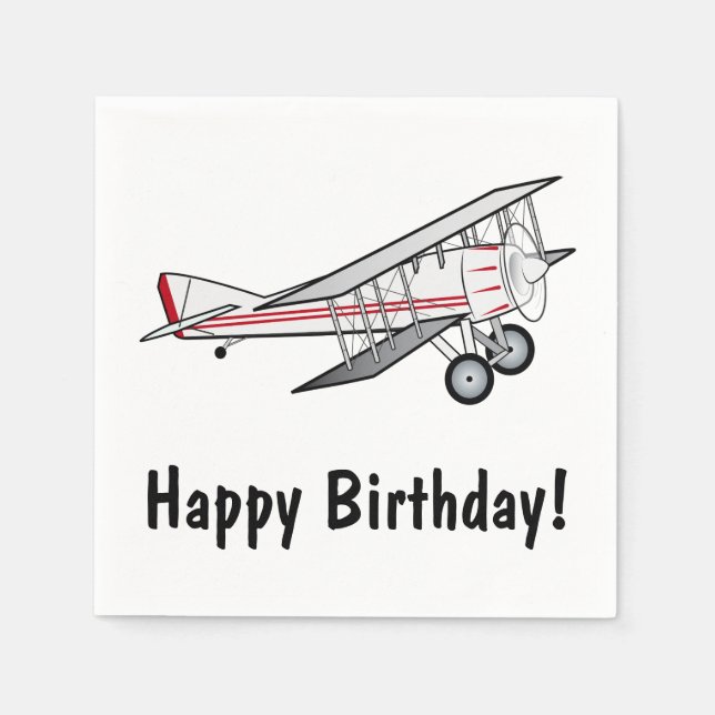 Aeroplane Happy Birthday Napkin (Front)