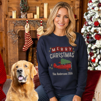 Aeroplane Hauls Tree Funny Family Christmas Custom Sweatshirt