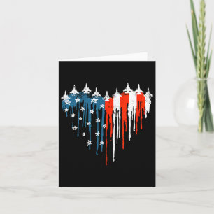 Aeroplane Heart Red White Blue American Flag 4th O Card