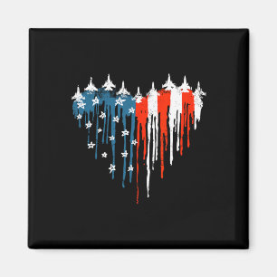 Aeroplane Heart Red White Blue American Flag 4th O Magnet