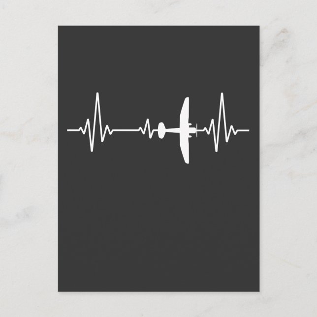 Aeroplane Heartbeat Cool Pilot Aviation Plane Postcard (Front)