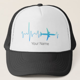 Aeroplane Heartbeat Retro Pilot Vintage Frequency Trucker Hat