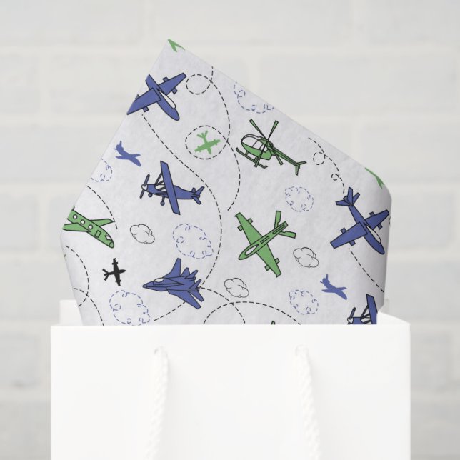 Aeroplane Helicopter Decoupage Tissue Paper (Gift Bag)