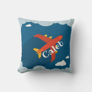 Aeroplane in Blue Sky Child's Nursery Personalised Cushion
