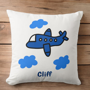 Aeroplane in Clouds Personalised / Kids Aviation Cushion