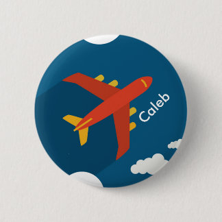 Aeroplane in the Blue Sky Boy Pilot Personalised 6 Cm Round Badge