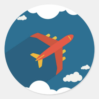 Aeroplane in the Blue Sky Children's Nursery Pilot Classic Round Sticker