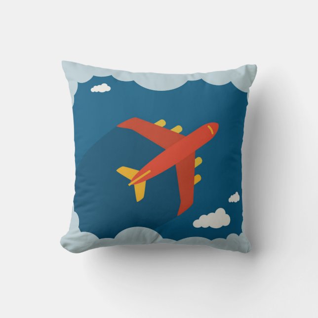 Aeroplane in the Blue Sky Children's Nursery Pilot Cushion (Front)