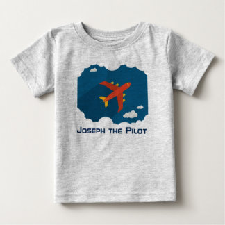 Aeroplane in the Blue Sky Kid's Personalised Pilot Baby T-Shirt