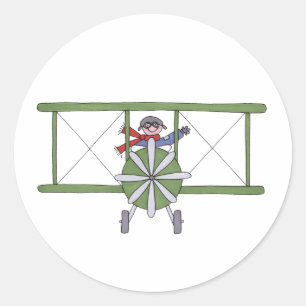 Aeroplane in the clouds classic round sticker