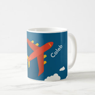 Aeroplane in the Sky Boy Pilot Personalised Coffee Mug