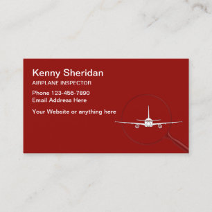 Aeroplane Inspector And Mechanic Business Card