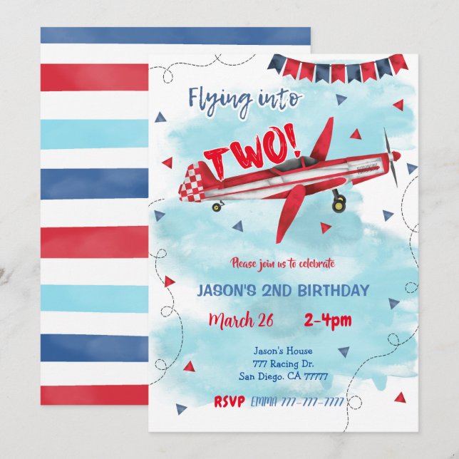 Aeroplane Invitation (Front/Back)