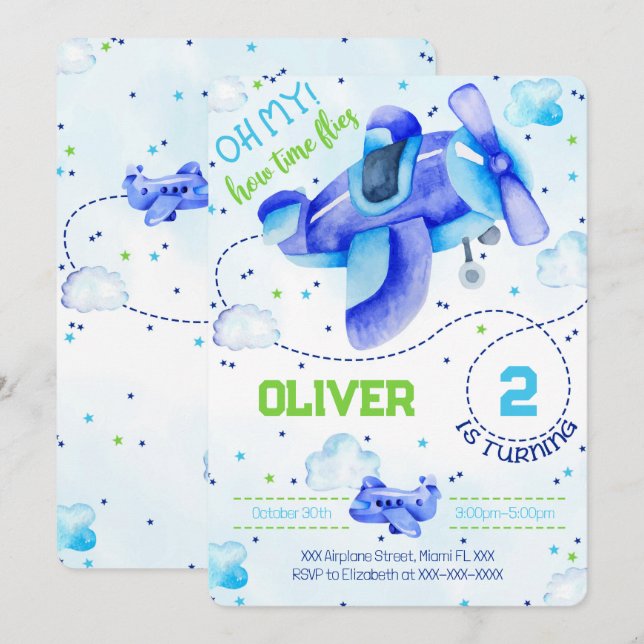 Aeroplane Invitations (Front/Back)
