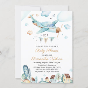 Aeroplane It's a Boy Baby Shower Invitation