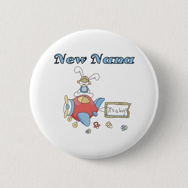 Aeroplane It's a Boy New Nana 6 Cm Round Badge (Front)