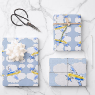 Aeroplane Jetplane Animated Childrens Wrapping Paper Sheet