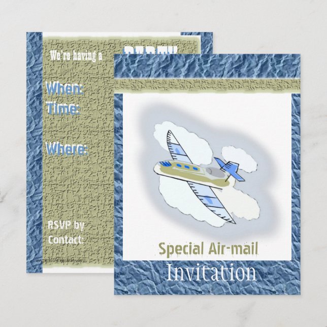 Aeroplane Jetplane Party Invitation (Front/Back)