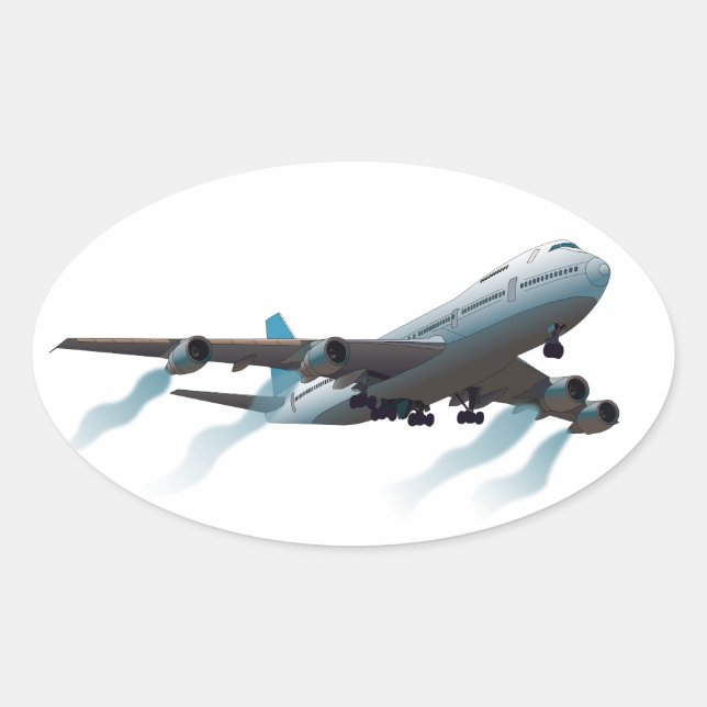 Aeroplane. Jumbo jet. Oval Sticker (Front)