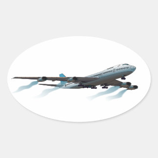 Aeroplane. Jumbo jet. Oval Sticker