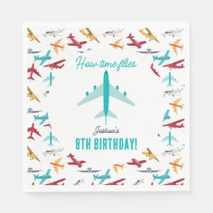 Aeroplane Kids Birthday Party Times Flies Napkin