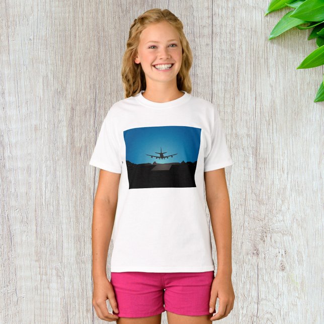 Aeroplane Landing Silhouette at Night  T-Shirt (Creator Uploaded)
