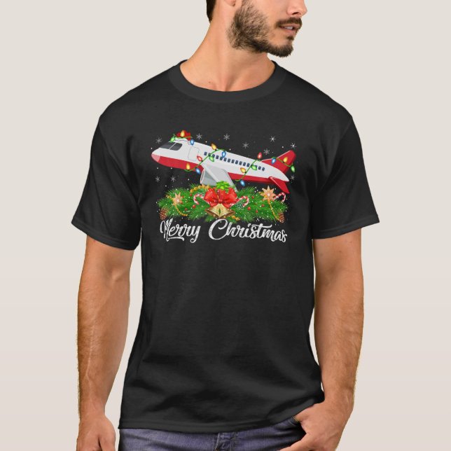 Aeroplane Lover Matching Santa Hat Aeroplane Chris T-Shirt (Front)
