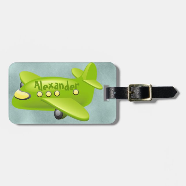 Aeroplane Luggage Tag (personalise) (Front Horizontal)