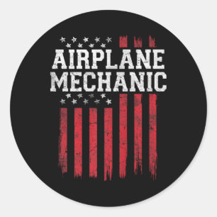 Aeroplane Mechanic American Flag Usa Patriot Patri Classic Round Sticker