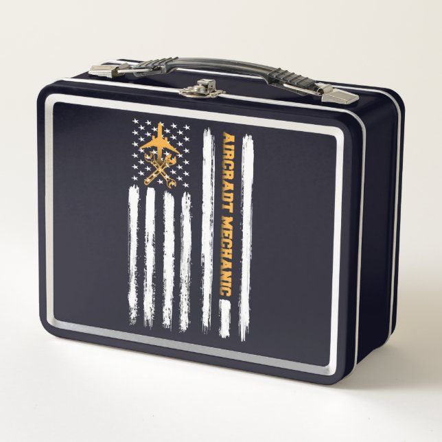 Aeroplane Mechanic Aviation Technician American Fl Metal Lunch Box (Front)