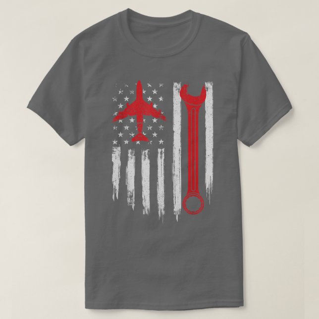 Aeroplane Mechanic Tools  Aviation Technician Plan T-Shirt (Design Front)