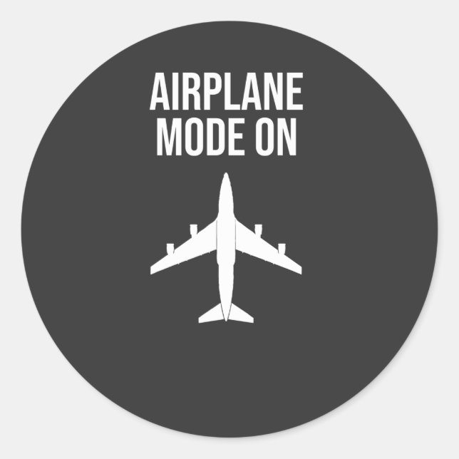 Aeroplane mode on classic round sticker (Front)