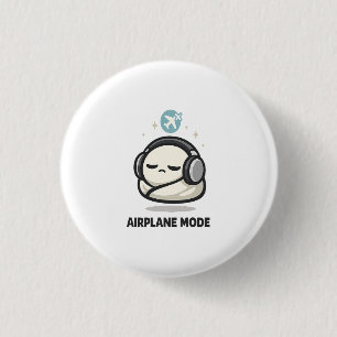 Aeroplane Mode On - Cute Tired Character Headphone 3 Cm Round Badge