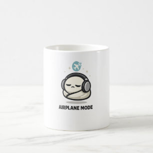 Aeroplane Mode On - Cute Tired Character Headphone Coffee Mug