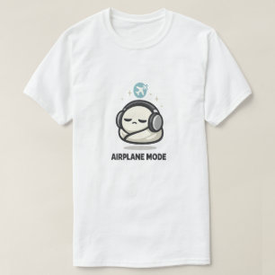 Aeroplane Mode On - Cute Tired Character Headphone T-Shirt
