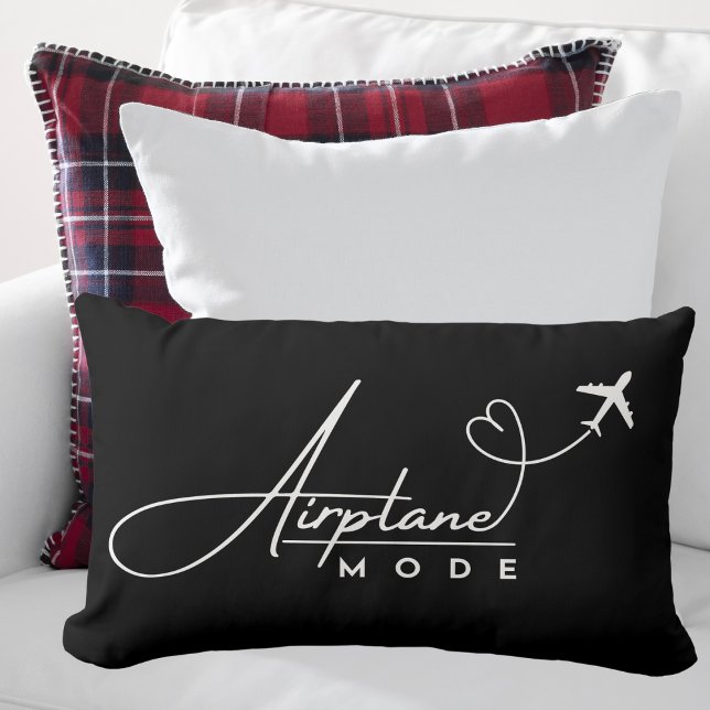 Aeroplane Mode,Travel, Minimalist Script, Aviation Lumbar Cushion (Creator Uploaded)
