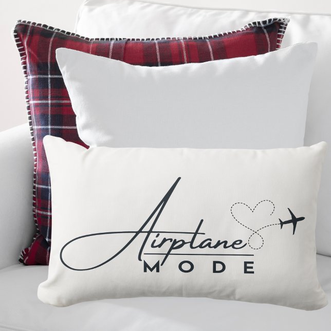Aeroplane Mode,Travel, Minimalist Script, Aviation Lumbar Cushion (Creator Uploaded)