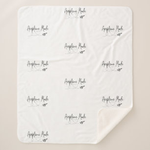Aeroplane Mode with Heart in Black Sherpa Blanket