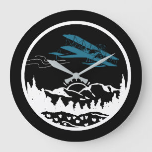 Aeroplane Mountains & Sunset,Aviation, Minimalist  Large Clock