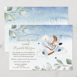 Aeroplane Mouse Virtual Baby Shower By Mail Invitation