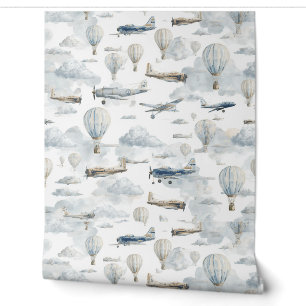 Aeroplane Nursery Wallpaper Bedroom Accent Wall