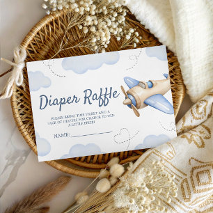 Aeroplane Oh Boy Shower Diaper Raffle Ticket Enclosure Card